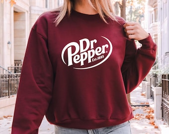 Retro Dr Pepper Logo T-Shirt: Est. 1885 Soda Tee, Soda Sweatshirt, Soda Lover Gift, Dr. Pepper Crewneck Sweatshirt, Dr Pepper Soda Sweater