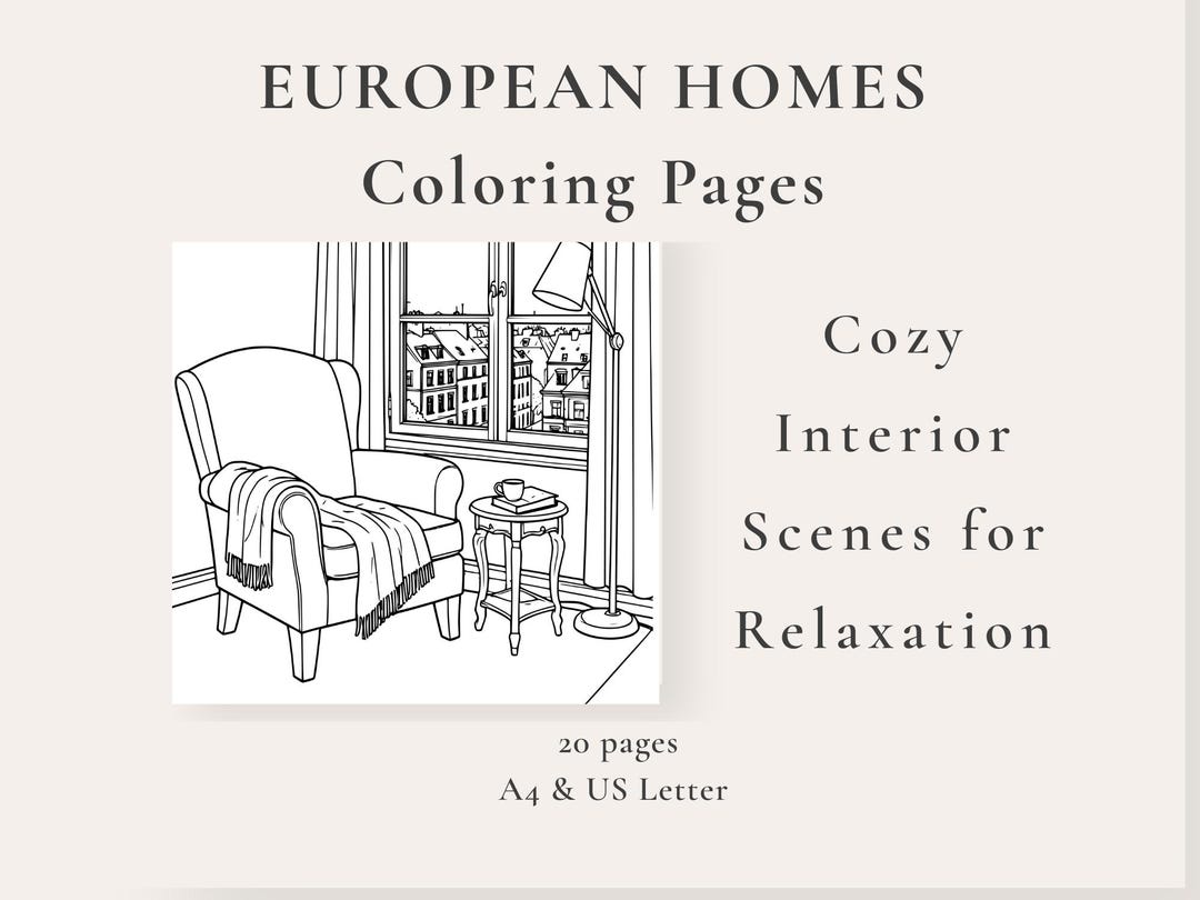 Hygge Home Coloring Pages | Cozy Interiors, Relaxing Scenes (PDF A4 ...