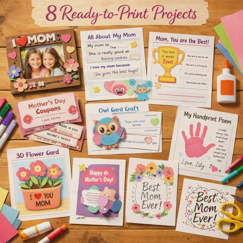 Creative Mother's Day Gifts From Kids - 8 Printable PDF Projects Bundle ...