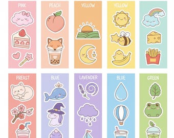 Kawaii Digital Planner Stickers: Pastel Notepads, Goodnotes PNG (Precropped)