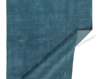 Blue Gabbeh Wool Rug: Handloom Woven, Minimal Tribal Decor