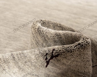 Handloom Gabbeh Wool Rug: Minimalist Grey Border, Modern Decor