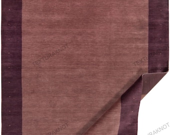 Handwoven Mauve and Plum Wool Rug | Minimal Gabbeh Carpet