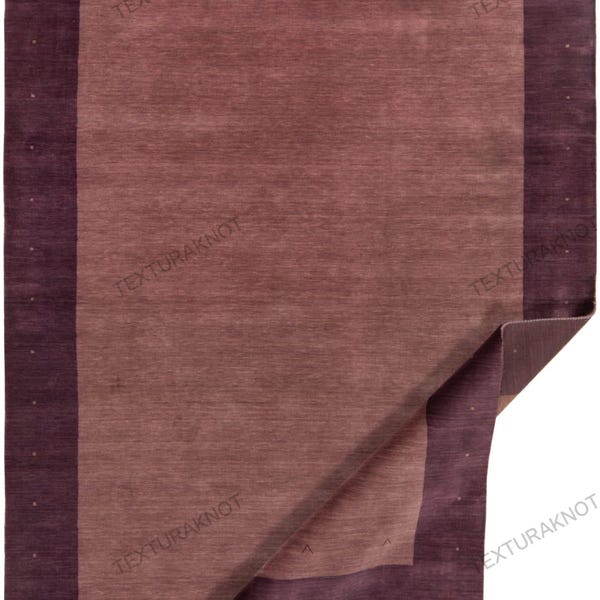 Handwoven Mauve and Plum Wool Rug | Minimal Gabbeh Carpet