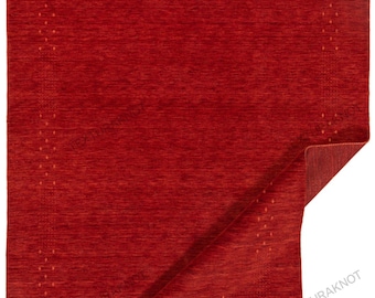 Handmade Deep Red Wool Gabbeh Rug - Textured Solid Design