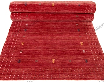 Handmade Red Gabbeh Wool Runner Rug | Tribal Corridor Rug