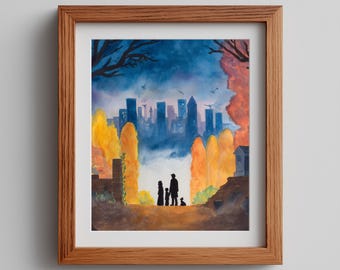 Halloween Trick-or-Treaters Watercolor Art Print (Digital Download)