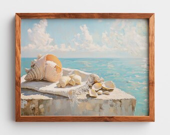 Coastal Seashells and Coral Art Print: Ocean View (Digital Download)