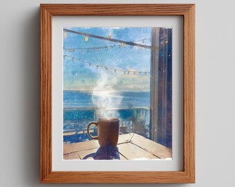 Coastal Coffee Mug Art Print: Calming Ocean View (Digital Download)