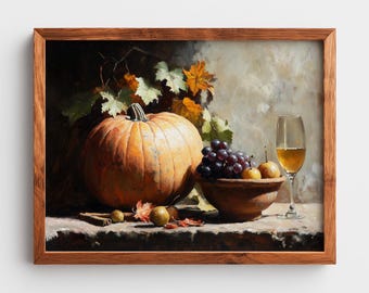 Pumpkin & Gourd Harvest Art Print: Cozy Autumn Still Life (Digital Download)