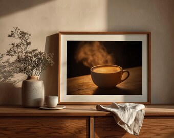 Cozy Coffee Cup Art Print: Rustic Still Life (Digital Download)