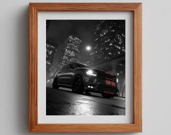 Hellcat SUV Art Print: Urban Noir, Dramatic Lighting (Digital Download)