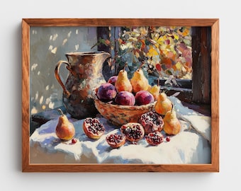Figs and Pomegranates Still Life Painting (Digital Download)