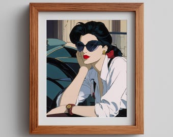 80s Fashion Portrait: Nagel-Style Woman with Sunglasses (Digital Download)