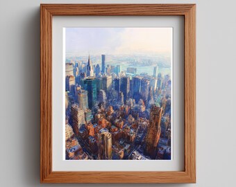 Vintage New York City Skyline Art Print: Retro Skyscrapers (Digital Download)