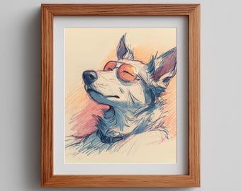 Matisse-Inspired Dog Art Print: Playful Sunlit Sketch (Digital Download)