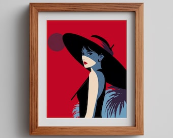 80s Glam Woman Art Print: Retro Pop Art Decor (Digital Download)