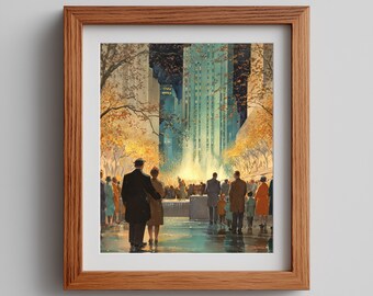 Autumn Canyon Waterfall Travel Poster: Moody Landscape Art (Digital Download)