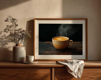 Moody Coffee Cup Art Print: Minimalist Still Life (Digital Download)