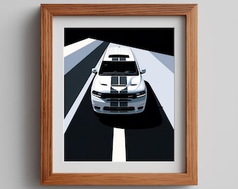 Retro Muscle Car Art Print: 80s Racing Illustration (Digital Download)