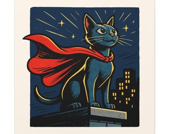 Superhero Cat Canvas Print: Inspirational Wall Art
