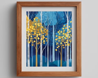 Aspen Forest Painting: Fauvist Abstract Landscape Art (Digital Download)