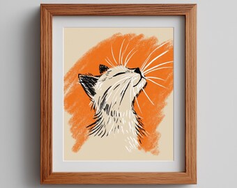 Matisse-Inspired Cat Art Print: Minimalist Line Drawing (Digital Download)