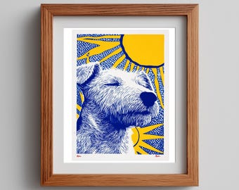 Blue Dog Art Print: Mid-Century Modern Matisse Style (Digital Download)