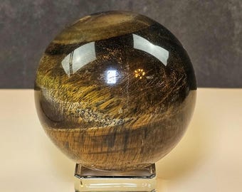 Natural Tiger Eye Sphere 69mm | Polished Golden Brown Gemstone Ball