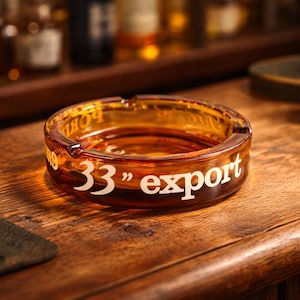 33 Export amber glass ashtray, Porter 39, Record, french vintage bar
