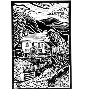 Hand-Printed Hill Top House Beatrix Potter Lino Print – Limited Edition