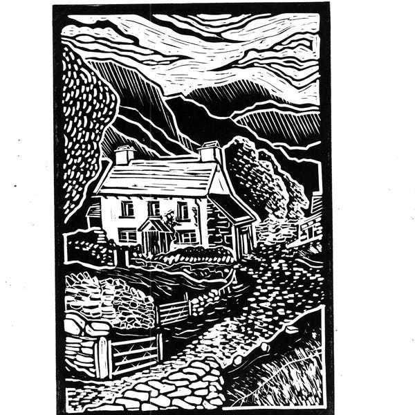 Hand-Printed Hill Top House Beatrix Potter Lino Print – Limited Edition