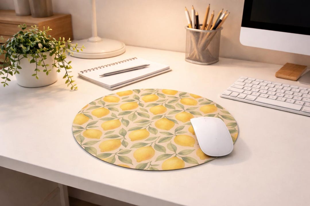 Lemon Pattern Mouse Pad - Cute Desk Accessory - Etsy