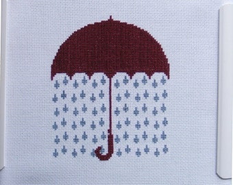 Raining Umbrella Cross-Stitch Pattern