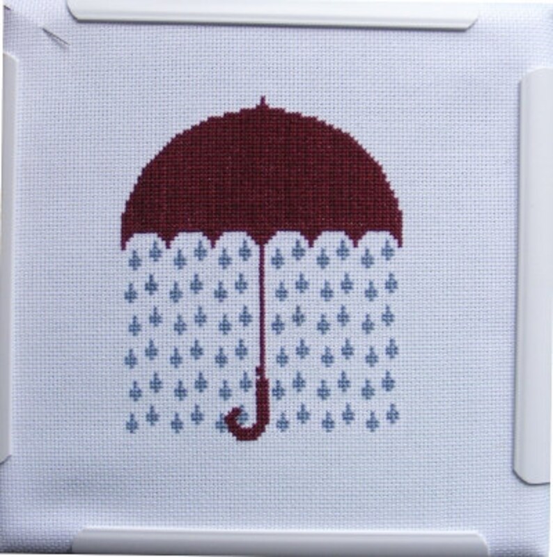 Raining Umbrella Crossstitch Pattern Etsy