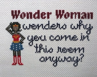 Forgetful Wonder Woman Cross-Stitch Pattern