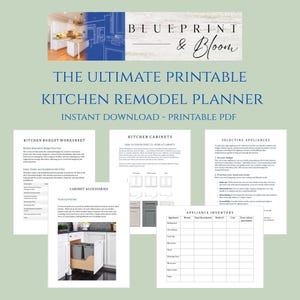 Printable Kitchen Renovation Planner PDF | Kitchen Remodel Guide | Budget, Contractor Checklist & Design Worksheets | Instant Download