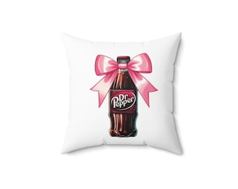 Dr Pepper Bottle inspired with Pink Bow Pillow | Soda Bottle Illustration