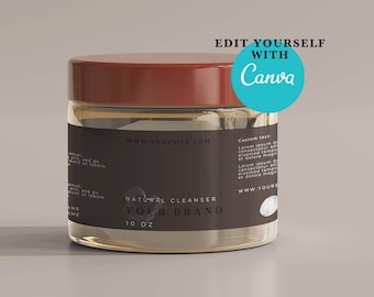 Editable cream jar label template, Minimal Wrap Around Jar Label, Beauty product label, Customisable Cosmetic Label Template,