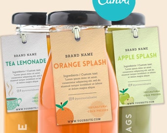 Editable Juice Labels Template Canva Orange Juice Bottle - Etsy