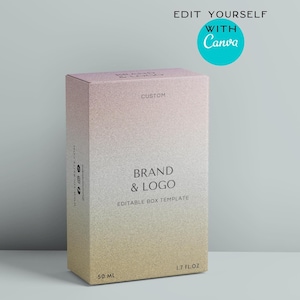 Editable Canva Rectangular buckle Box Template, Custom Luxury package Design, Printable Product Box package Template
