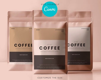 Printable Coffee Bag Label Template, Editable Coffee Packaging Template, Tea Coffee Pouch Label Template, Packaging Sticker for Tea Pouch