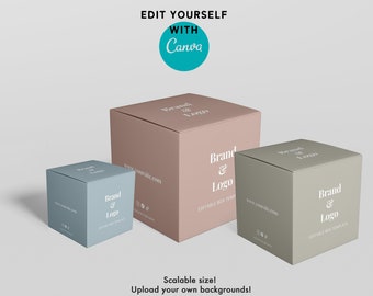 Candle Packaging boxes template.Printable square box template.Colorful candle packaging boxes.Candle business Product  box template.