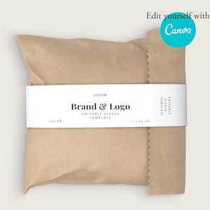 Editable Wrap Sleeve Label Template for Clothing & Bags,Custom Belly Band Design for Blanket Apparel Packaging,Custom packaging Cameo Cricut