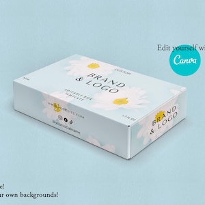 Modelo de caixa de correio retangular Canva editável, design de embalagem de luxo personalizado, modelo de caixa de produto para impressão, embalagem personalizada Cameo Cricut