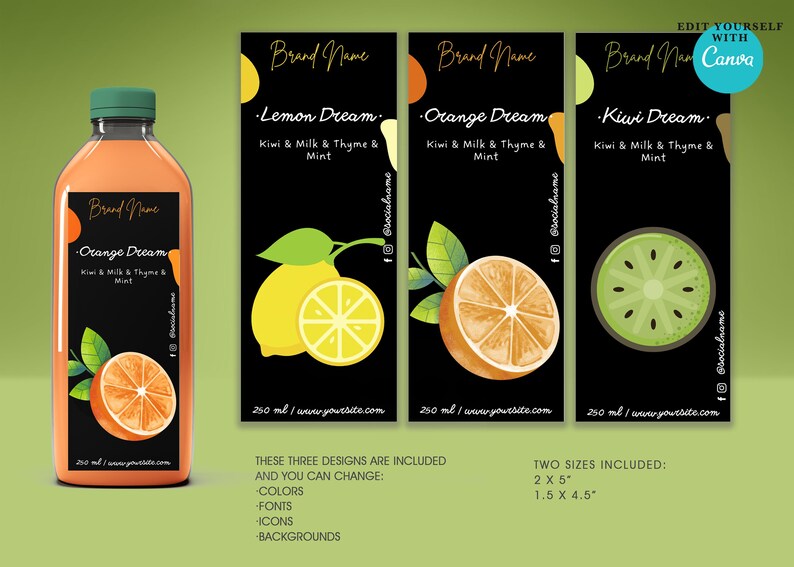 Custom Printable Juice Bottle Label. Editable Juice Bottle Etsy