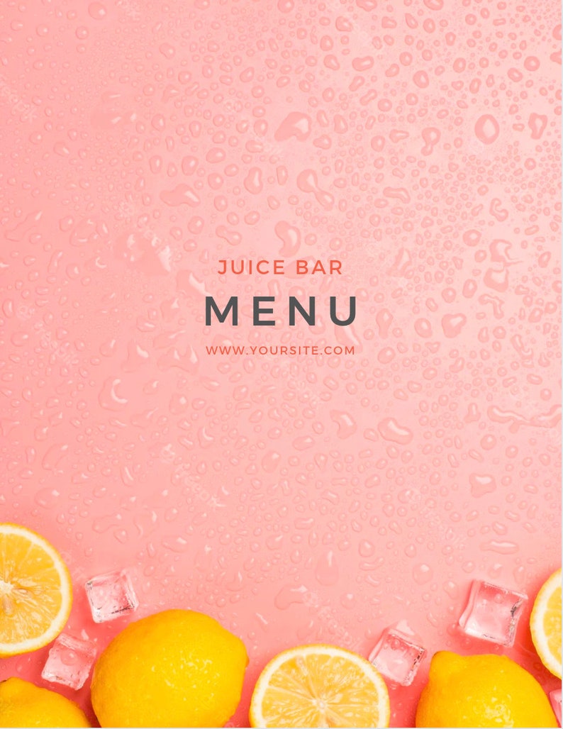 Editable Fresh pressed juicing digital menu Template for juicery. Juice business branding.Printable juice shop bar menu design price list. image 3