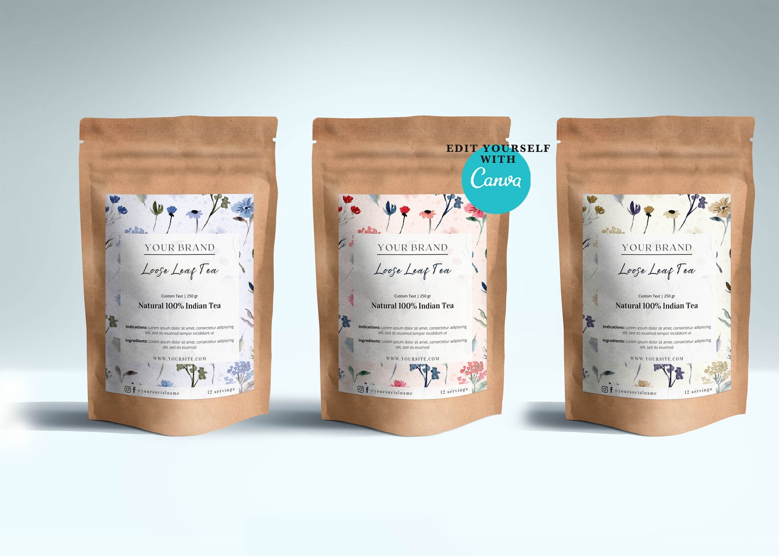 Tea Blend Labels Examples Editable Loose Tea Blend Label Template for Pouches & Tea Bag.tea ...