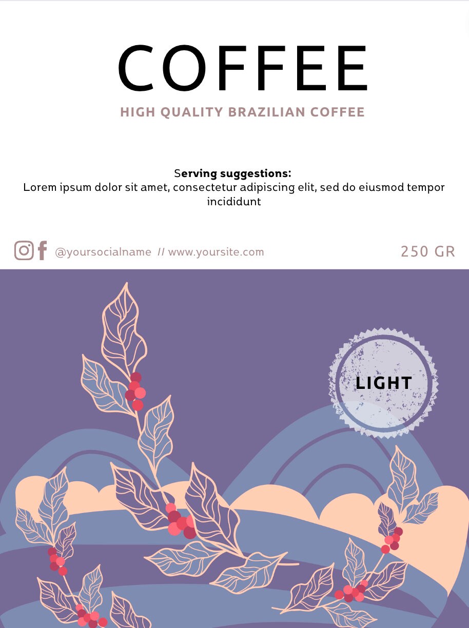 Custom Coffee Label for Bag or Pouch Canva Template.editable Tea and ...