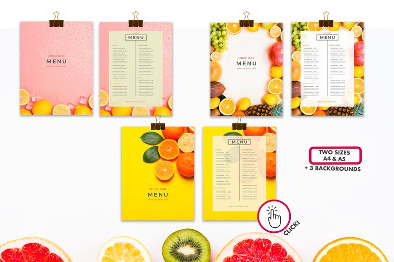 Editable Fresh pressed juicing digital menu Template for juicery. Juice business branding.Printable juice shop bar menu design price list. image 2